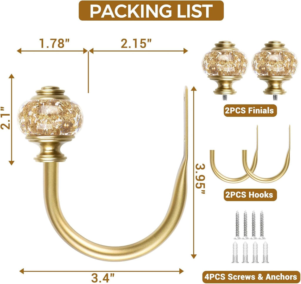 2 Pack Curtain Holdbacks, Decorative Window Drapery Tiebacks (2 Pack/1 Pair), Curtain Tie Back Hooks for Wall with