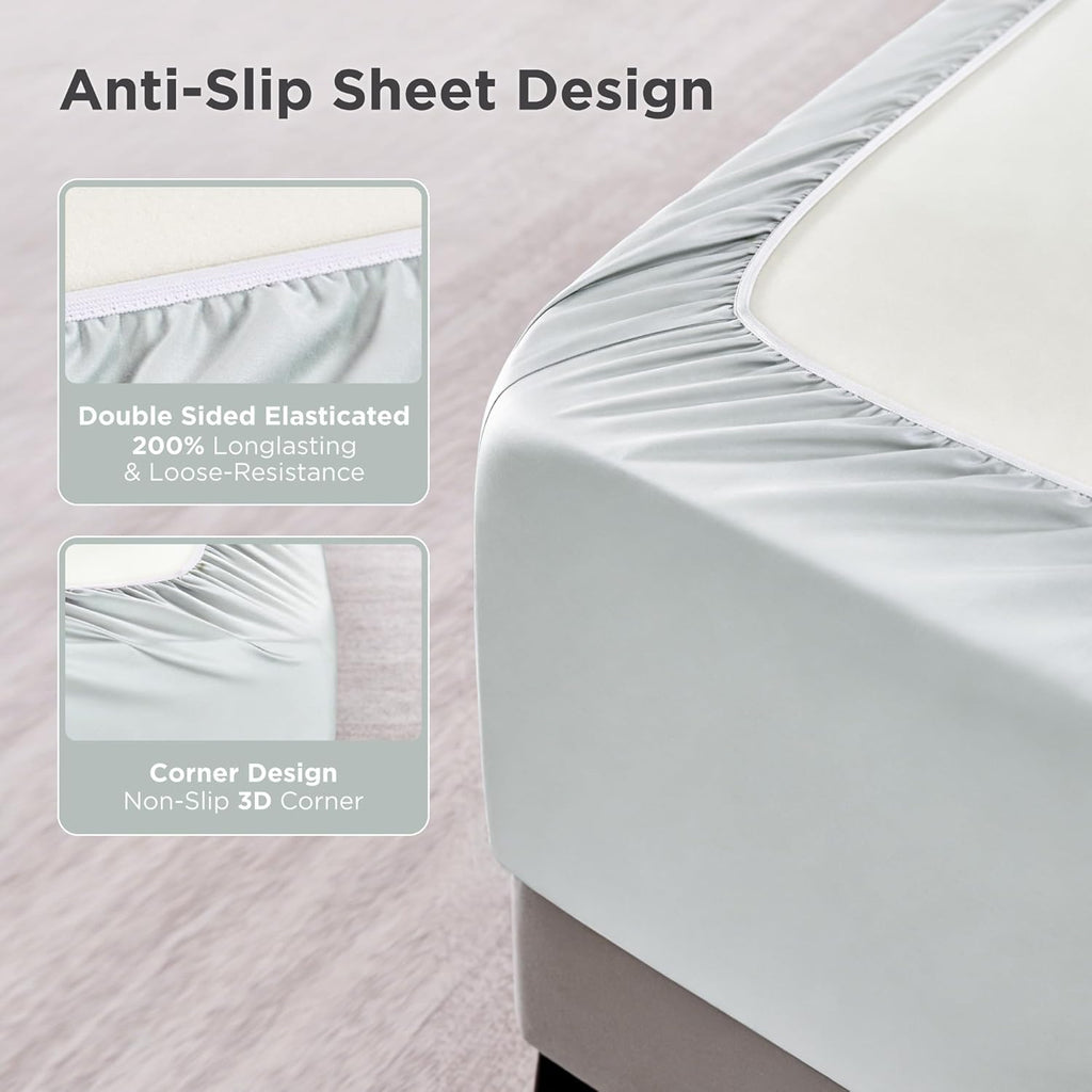 100% Egyptian Cotton Sateen Sheet Set - 1000 Thread Count, Ultra-Soft 4 Piece Bedding, Extra Deep 16" Pocket