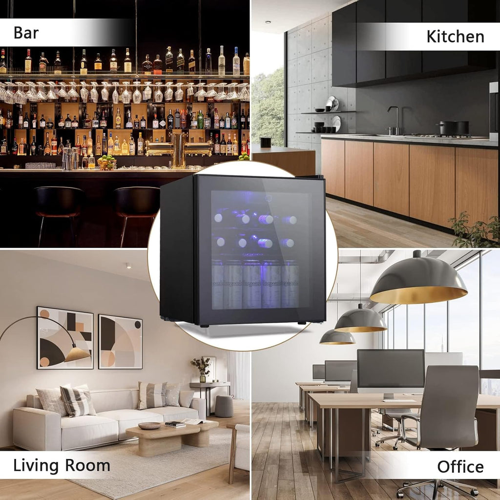 Mini Fridge Cooler - 70 Can Beverage Refrigerator Glass Door for Beer Soda or Wi