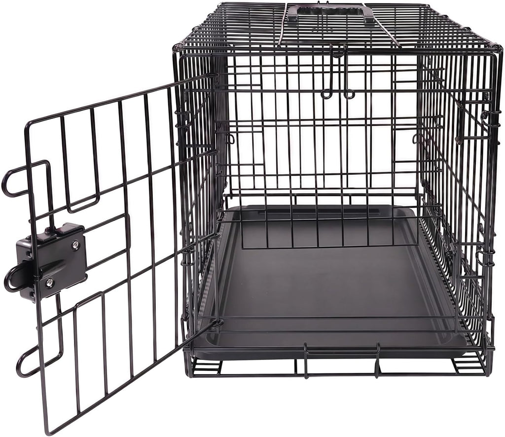 Portable, Foldable Metal Wire Dog Crate with Removable Tray, Single Door, Divider Panel, Quick Setup, 30 x 19 x 21 in, Black