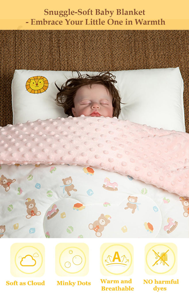 Baby Comforter 40"x40", Lightweight Down Alternative Quilted Blanket for Pack n Play, Bassinet & Crib, Soft Minky