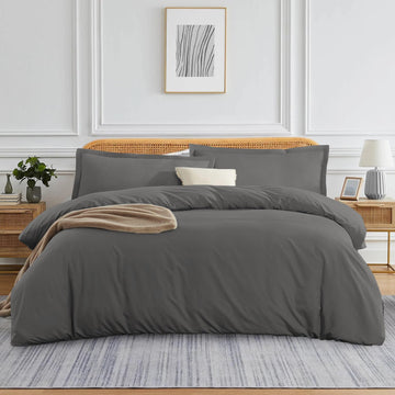 1000 Series 3 Sided Zipper Closure 3-PCs Duvet Cover Set for All Season Breathable Egyptian Cotton Durable Soft