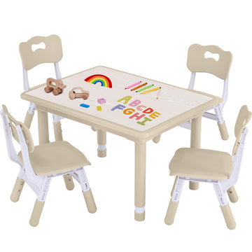Toddler Table and Chair Set, Height Adjustable-Upgrade Kids Table and 4 Chairs for Ages 3-8, Multi-Activity Toddler