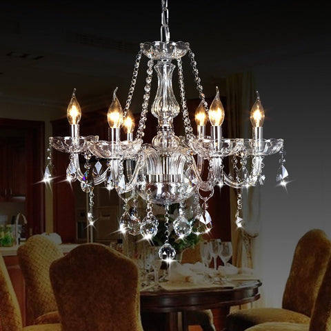 Classic Crystal Candle Chandelier Lighting, Vintage 6 Lights Pendant Ceiling Fixture Lamp, Crystal Chandeliers for Dining Room Bedroom Wedding Ceiling Decoration Lamp D23.6 X L47.2 A110-B016D6RWYQ