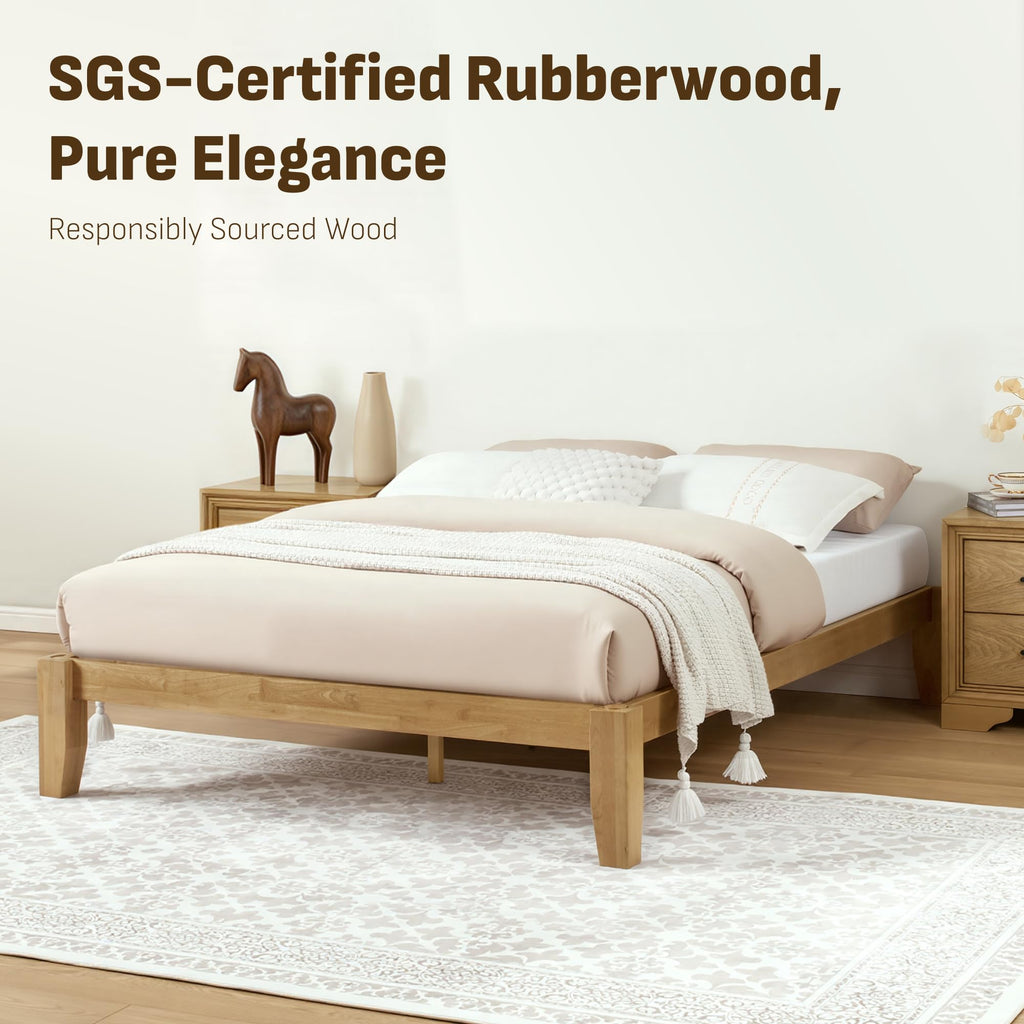Mikor Queen Japanese Joinery Bed Frame, Solid Wood, No-Tool Setup