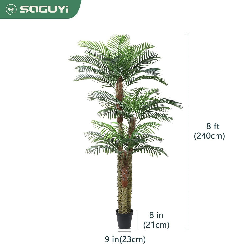 8ft Artificial Golden Cane Palm Tree, UV Resistant