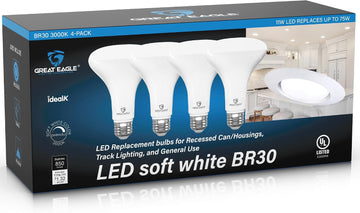 BR30 LED Bulb, 11W (75W Equivalent), 850 Lumens, 3000K Soft White Color, for Recessed Can Use, Dimmable, and UL