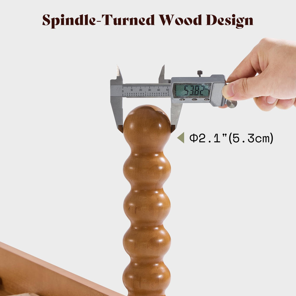 Solid Wood Bed Frame, Spindle Headboard, King Size Honey Brown