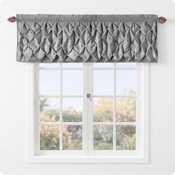 Pintuck Valance Curtain with Rod Pocket Top - Carmen Gray | 60" x 20" | Light Filtering Fabric | Modern & Elegant