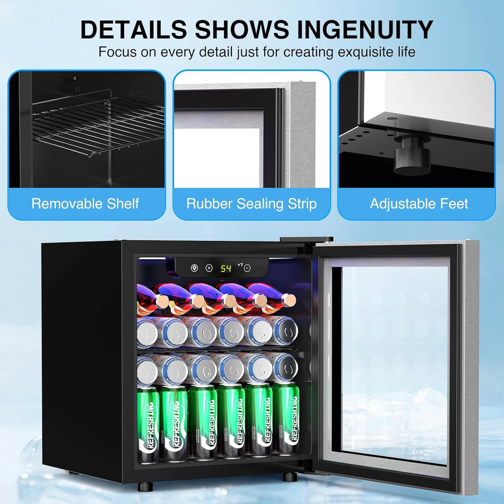 Mini Refrigerator Cooler 36L Beverage Fridge for 12 Bottle 50 Can,1.3 Cu.Ft Drin