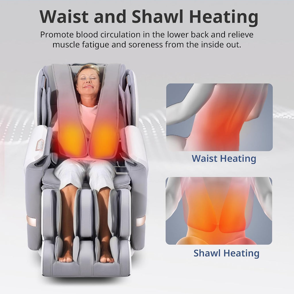 4D Massage Chair, Dual Mechanism 4D+2D Massage Chair Full Body, Waist & Shawl Heating with Extended SL-Track, Foot &