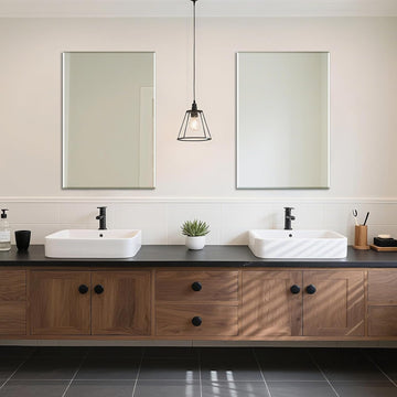 2-Pack Bathroom Vanity Mirrors for Wall 24" x 36", Frameless Rectangle Mirror with Beveled Edge for Over Sink, Wall