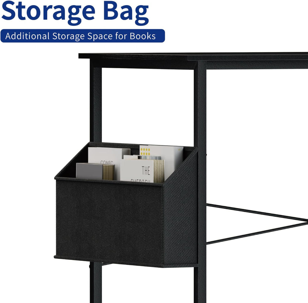 47 Inch Computer Desk for Small Spaces with Storage Bag, Home Office Work Desk with Headphone Hook