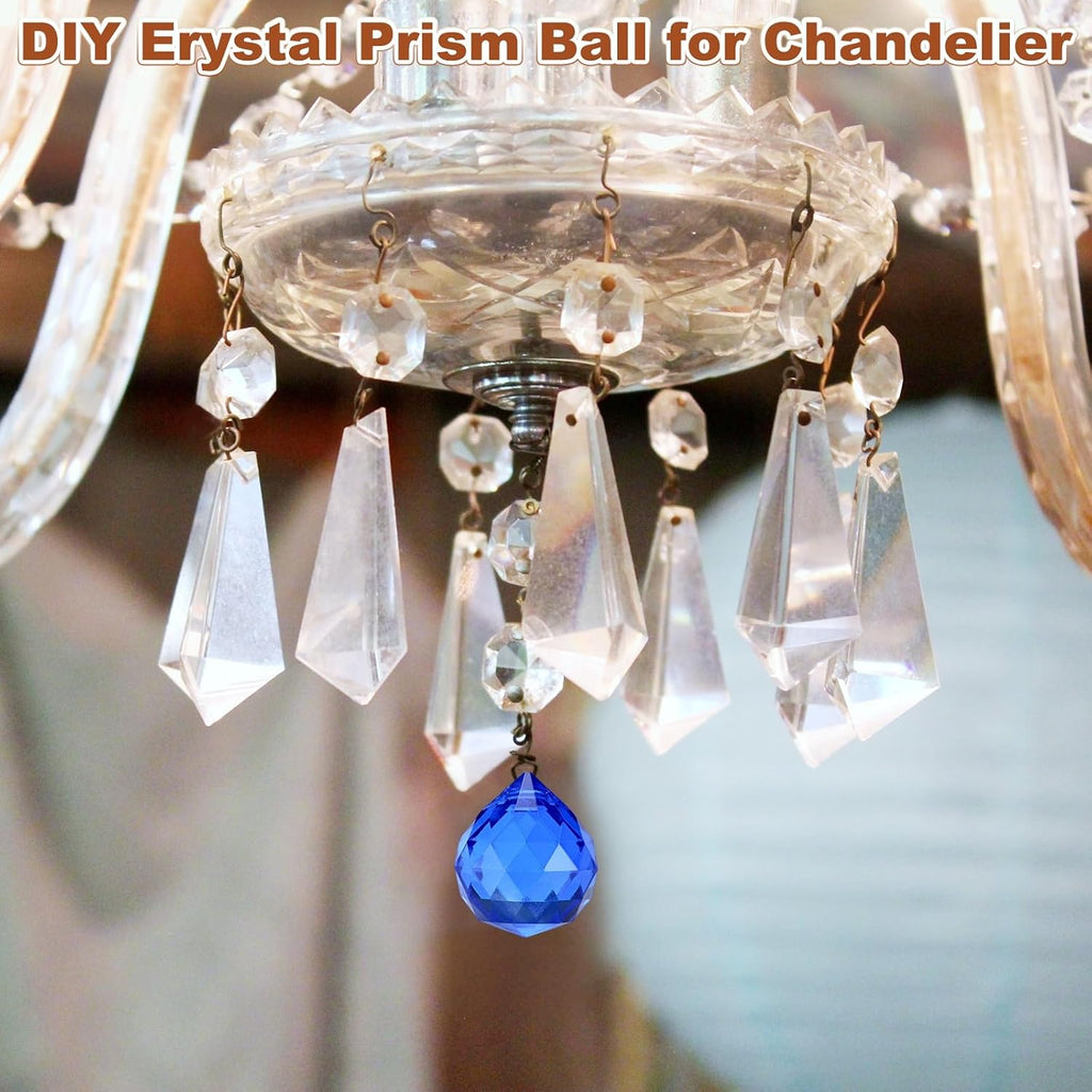 10-Pack Crystal Ball Prisms, 24mm/0.94 Inch Chandelier Pendant Maker Hanging Crystals Chandelier Prisms for