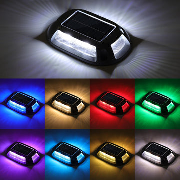 Solar Driveway Lights Dock Deck Lights 12 Pack,9 Colors in 1 Led IP67 Waterproof Outdoor Warning Step Lights