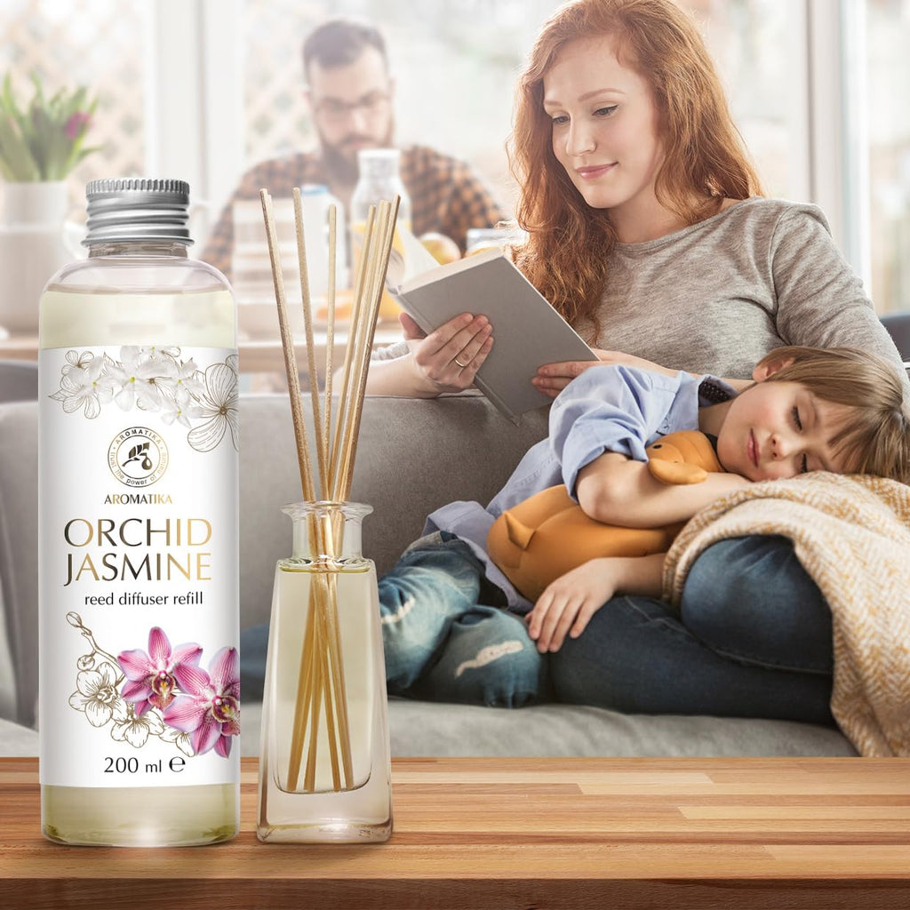 Reed Diffuser Refill Orchid-Jasmine 6.8 Fl Oz - Scented Diffuser Refill - Long Lasting Home Fragrance - Room Diffuser
