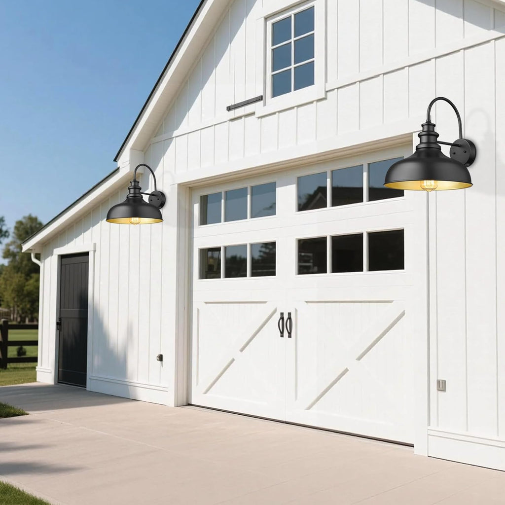 Exterior Farmhouse Barn Light Fixtures, Vintage Black Wall Sconces, E26 Socket Outdoor Wall Mount Lighting Fixture