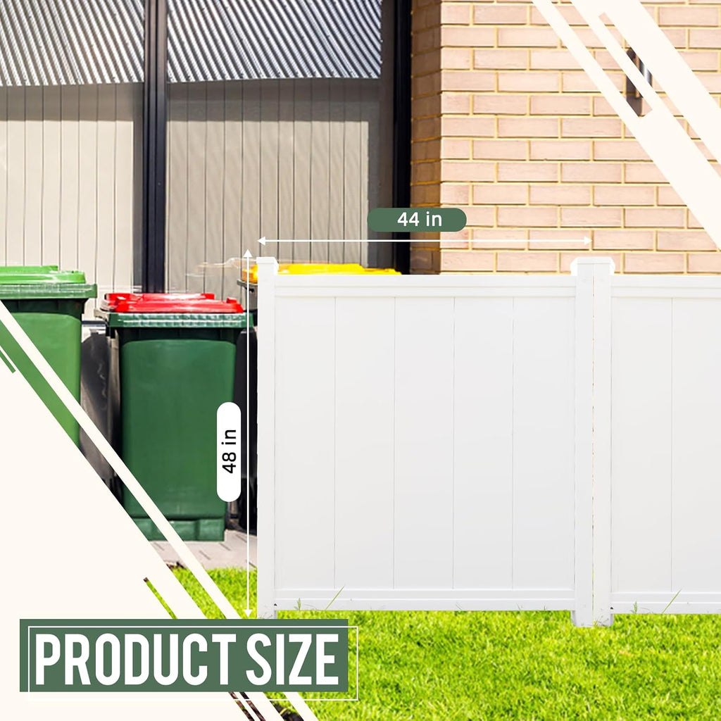 Vinyl Privacy Fence - 48" H x 44" W Air Conditioner Fence, No Dig White PVC Fence Panels for Outdoor Privacy, Trash
