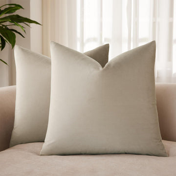 24x24 Euro Velvet Throw Pillow Covers Set of 2, Cloud