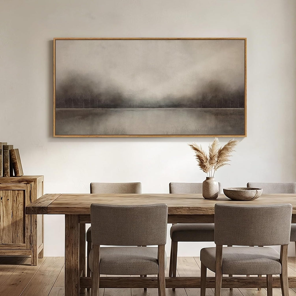 Large Framed Rustic Canvas Wall Art , Neutral Abstract Nature Modern Prints Paintings Artwork for Walls, Horizontal