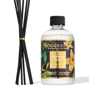 Reed Diffuser Refill Cashmere Vanilla 10.15oz (300ml) with 8 Sticks - Premium Long-Lasting Scented Oil Home Fragrance