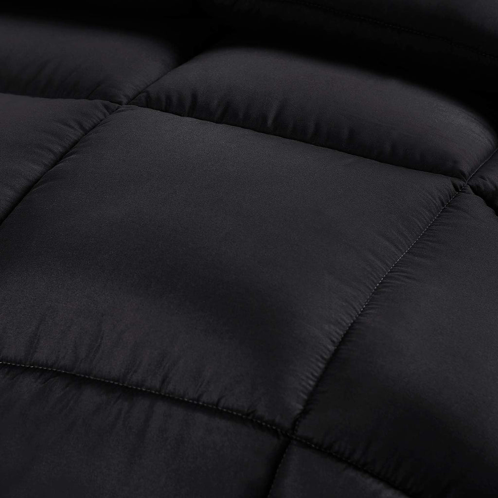 Comforter Duvet Insert, Quilted Comforter with Corner Tabs, Box Stitched Down Alternative Comforters (Black, King UK)