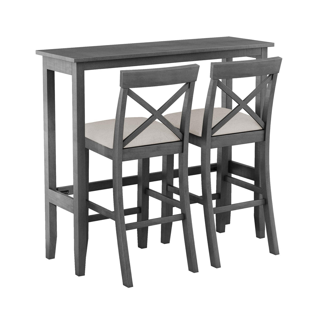 3 Piece Pub Table and Chair Set, Small Bar Height Kitchen Table and Chairs, Breakfast Nook Table Set, 3 Piece High