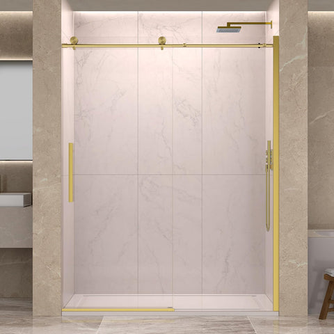 56-60” x 76” Frameless Shower Door, 5/16" (8mm) Clear SGCC Tempered Glass, Bathroom Glass Sliding Shower Doors