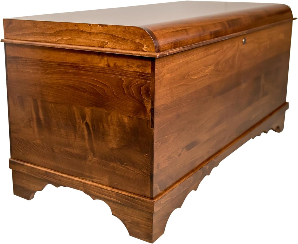 Cedar Hope Chest with Waterfall Top, Amish Made Wooden Storage Trunk Box , Blanket, Clothes, Anti-Slam Hinges and
