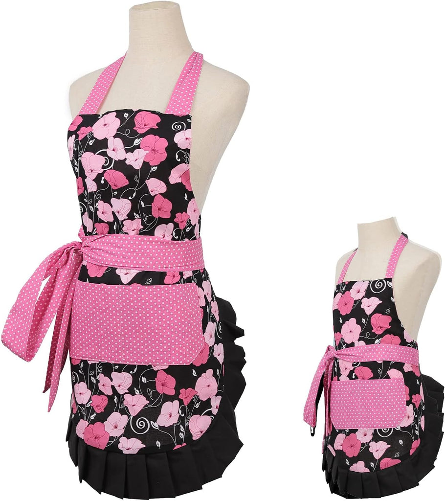 Kitchen Aprons for Women,Heavy Duty Aprons for Cooking, Baking, BBQ and Gardening