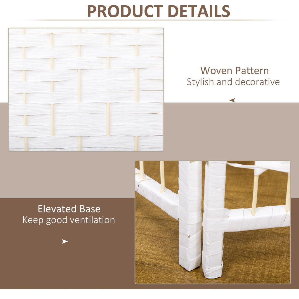 6 Panel Room Divider, Folding Privacy Screen, 5.6', White