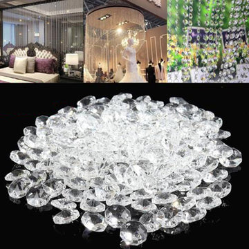 200Pcs/Set K9 Glass Crystal Garland Strands Hanging Chandelier Gem Bead Chain Refraction 14mm Clear Octagonal Beads