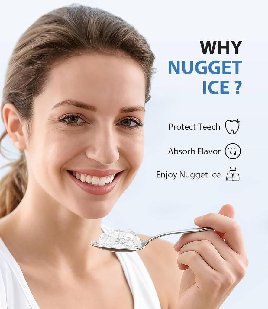 Nugget Ice Maker 40lbs/Day, Countertop Ice Maker Soft Chewable Ice, Ice Makers One-Click & Self-Cleaning, Crushed