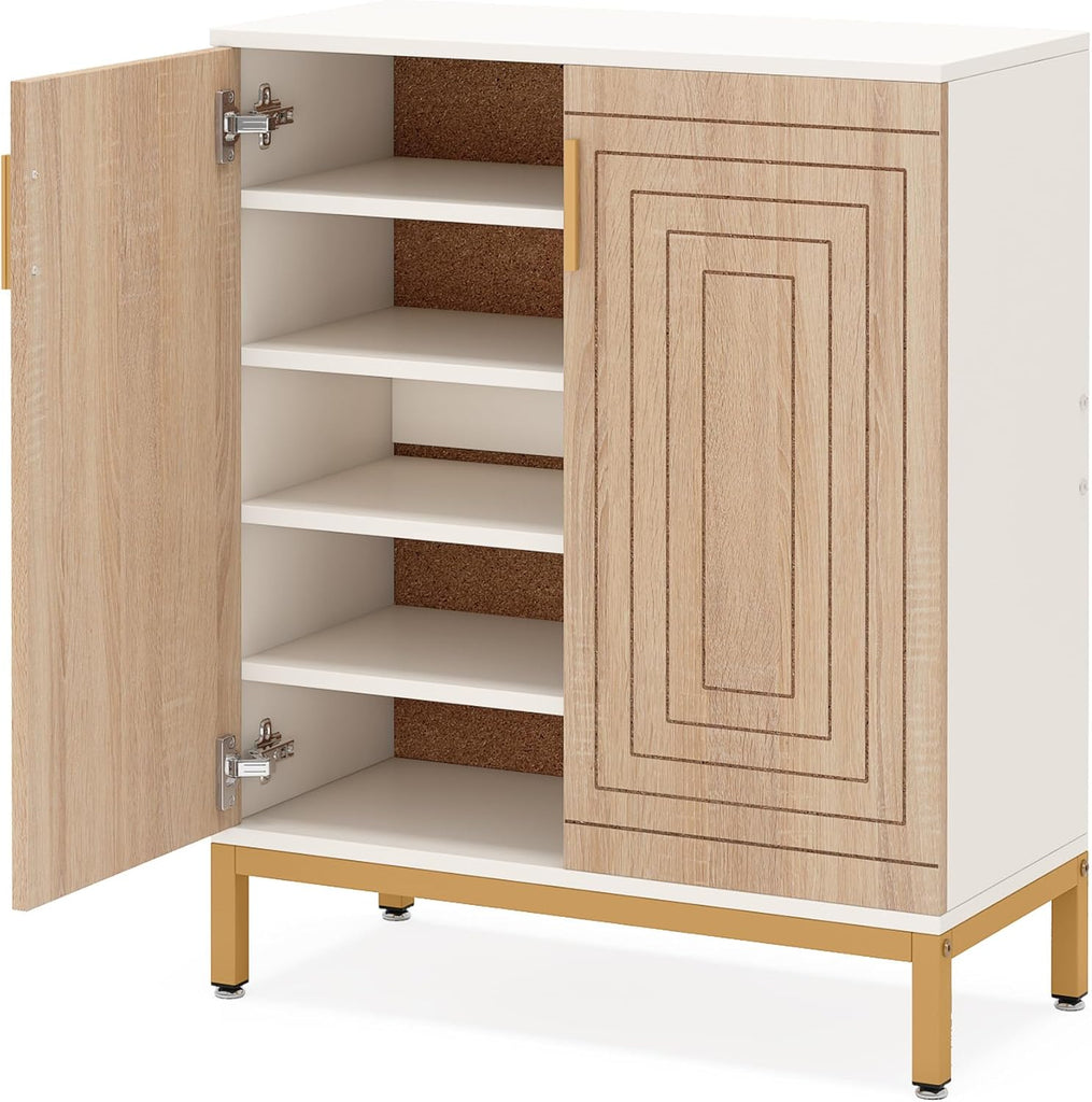 Shoe Cabinet with Doors, 20 Pairs Entryway Shoe Storage Cabinet with Shelves, 5-Tier Modern Free Standing Shoe Racks