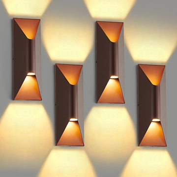 Outdoor Wall Lights 4 Pack, 15" Up and Down Porch Wall Sconce, Waterproof Exterior Lighting Fixtures, Replaceable
