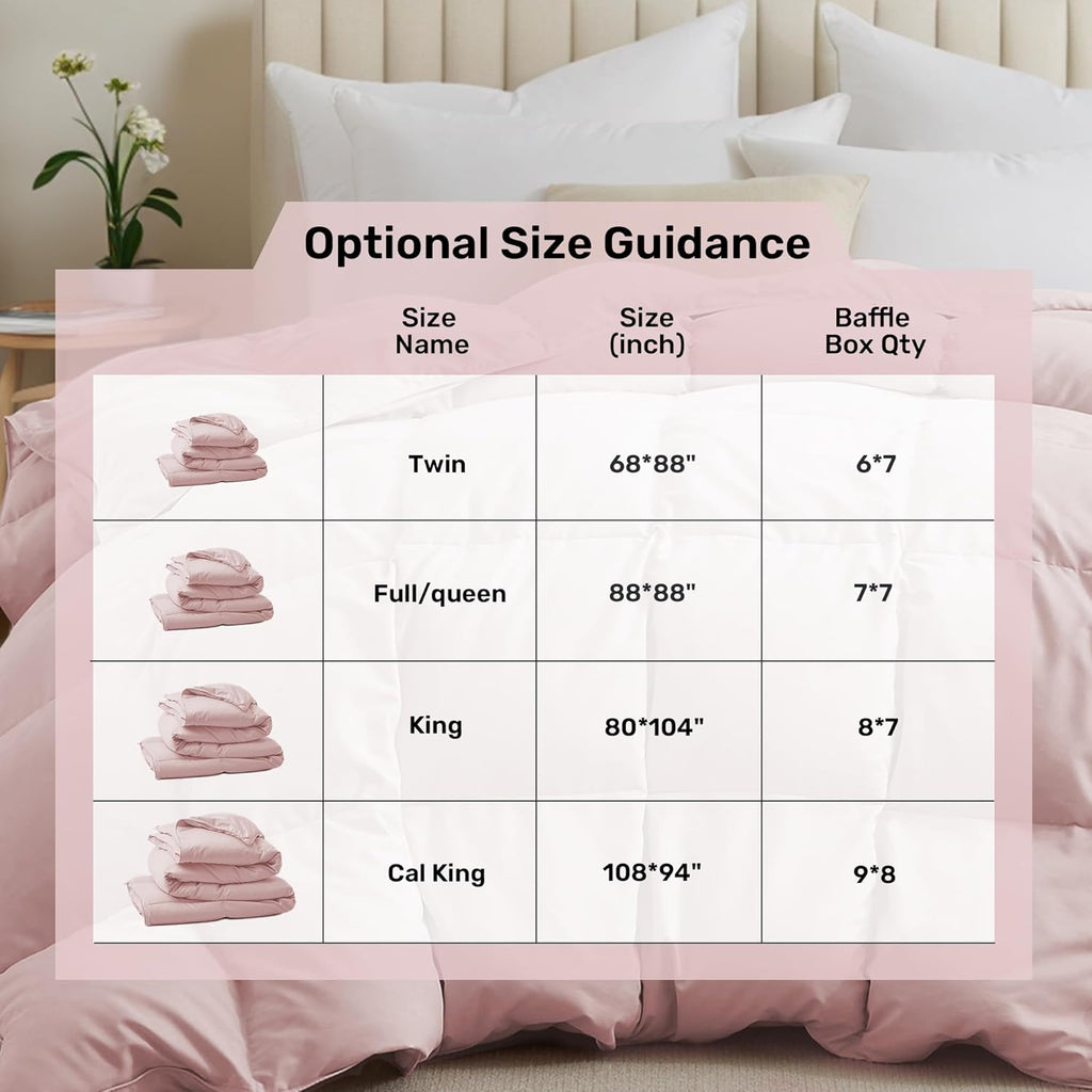 Goose Feather Down Fiber Comforter Queen, All Season Duvet Insert with Soft Downproof Cover