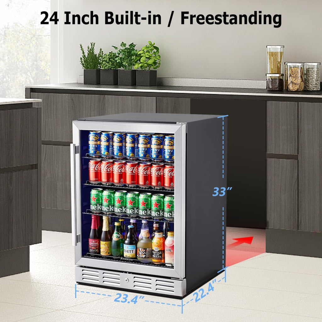 24 inch Beverage Refrigerator - 154 Cans Capacity Beverage Cooler