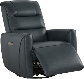 Power Recliner Chair Swivel Glider, FSC Certified Upholstered Genuine Leather Recliner Chair for Adults, Adjustable