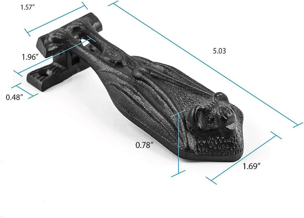Bat Door Knocker Cast Iron RSF Finish 5 Inch Rustic Front Door Hardware with Mounting Screws