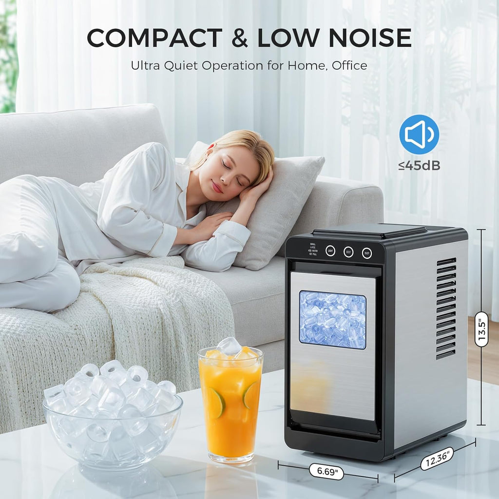 Ice Maker Countertop, Portable Ice Machine with Self-Cleaning, 8 Cubes in 6 Mins, 26 lbs/24Hrs, Quiet Commercial