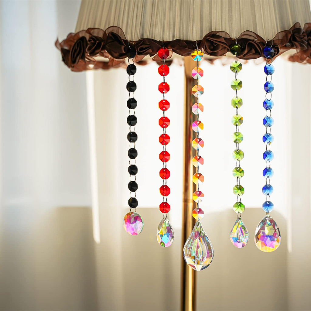 100 Pcs 14mm Green Octagon Crystal Beads Suncatcher Chandelier DIY