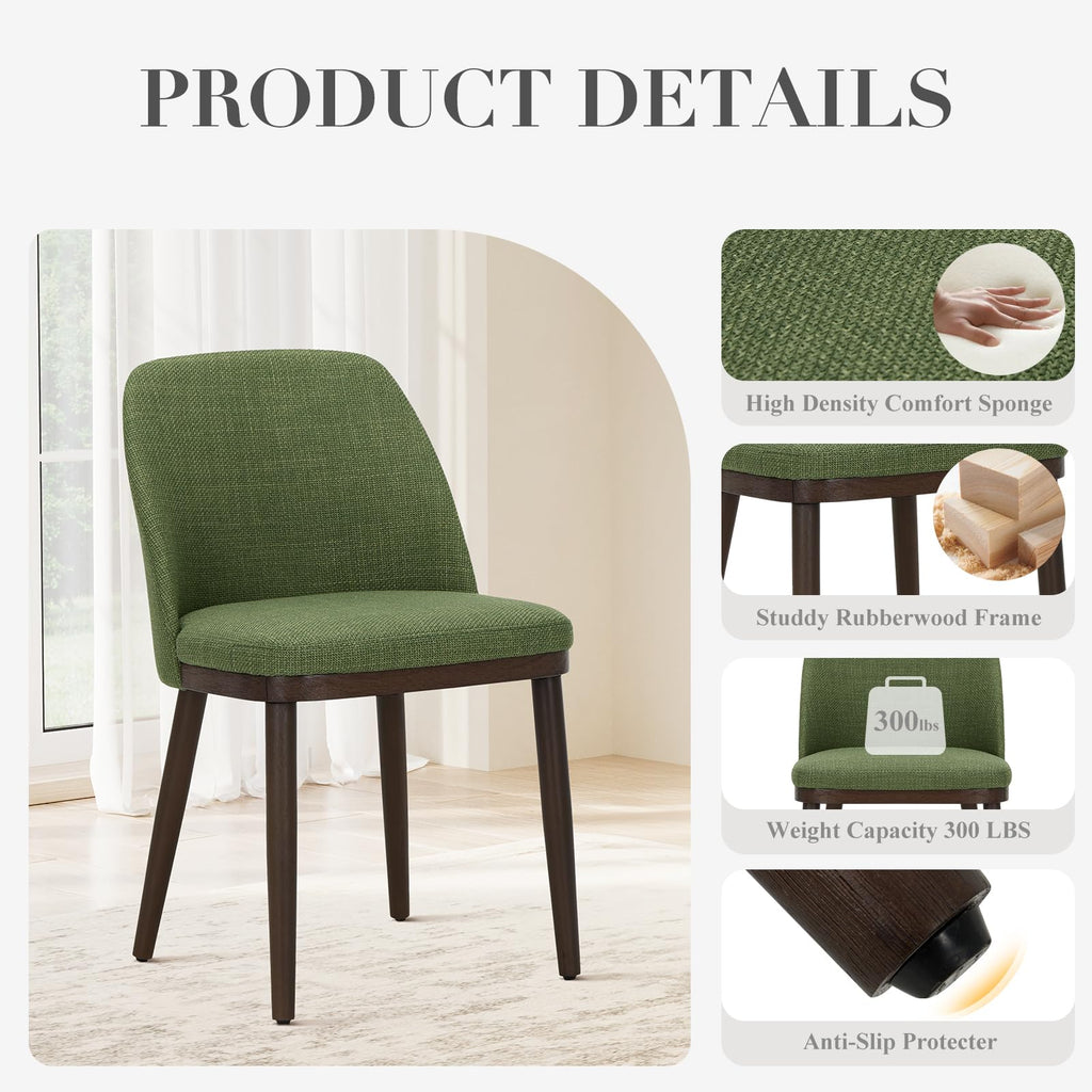 Upholstered Dining Chairs Set of 2, Modern Kitchen Chairs with Back, Leather Side Dining Room Chairs with Wood Legs
