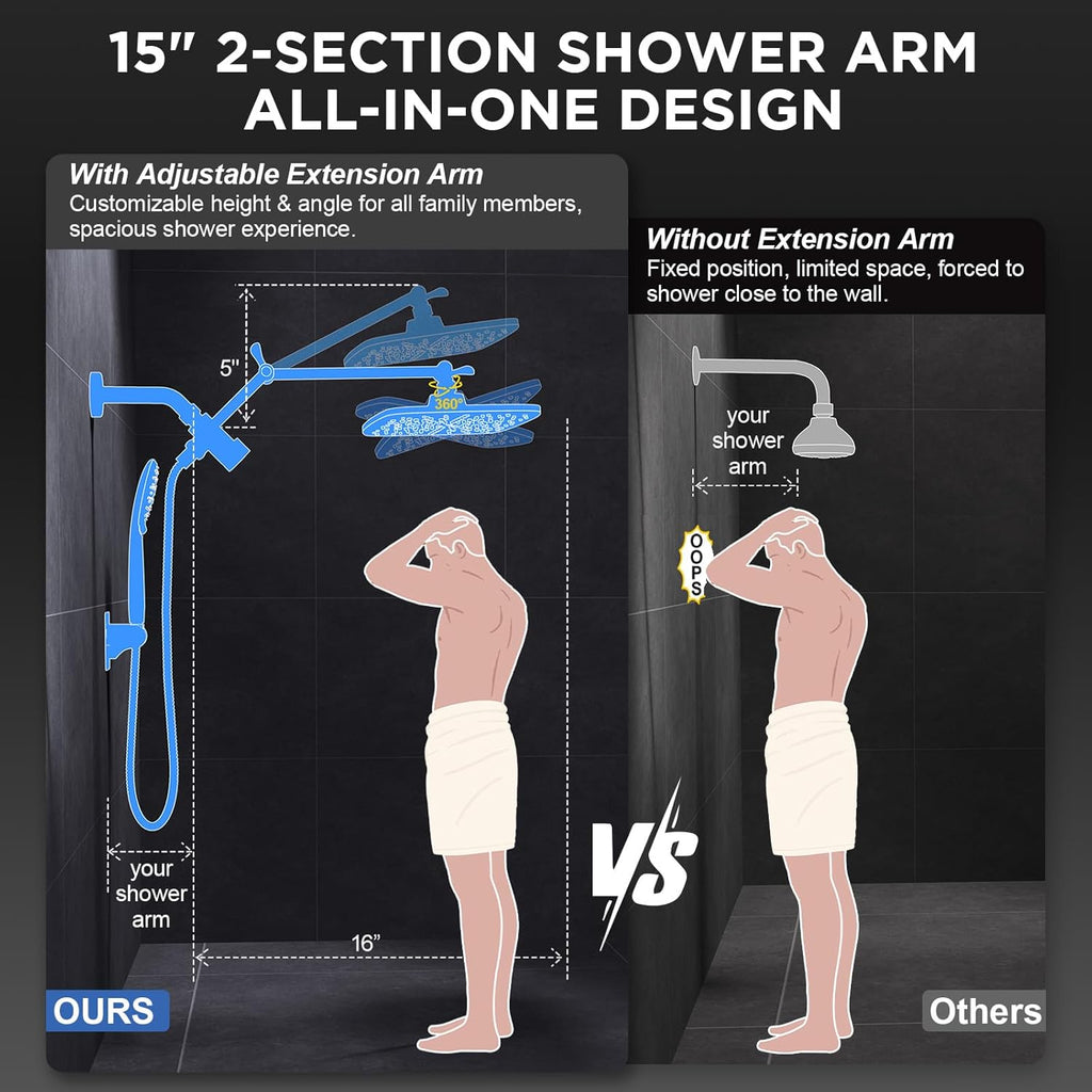 11.8" Rain Shower Head with Handheld, High Pressure Handheld Shower with Multi Spray Modes