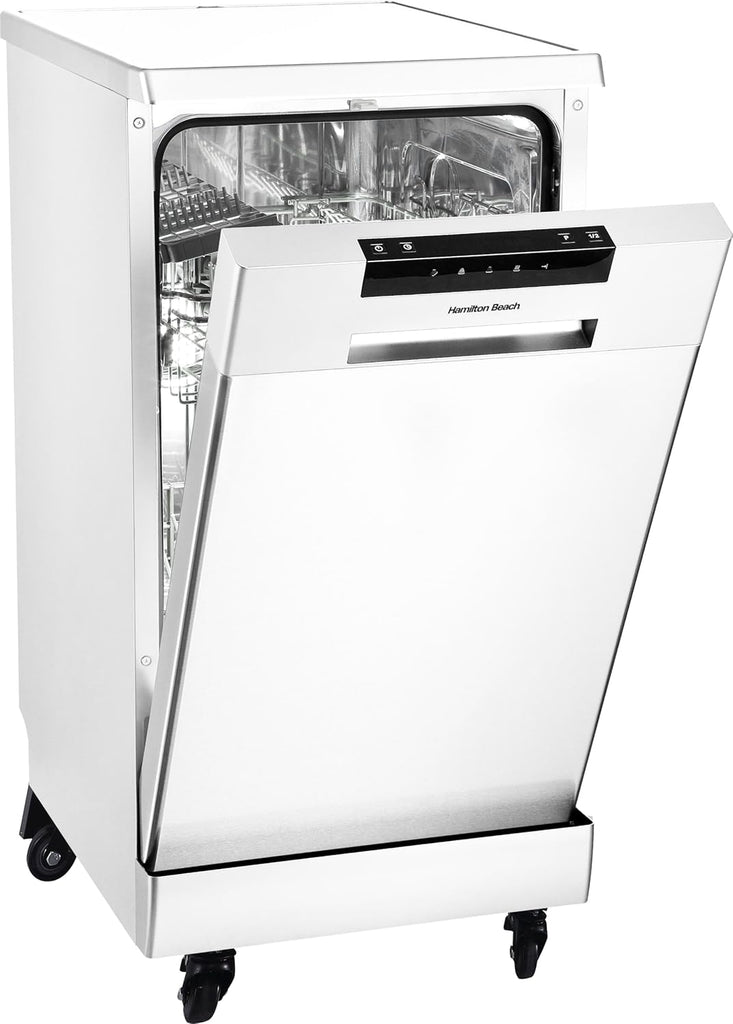 Portable Dishwasher with Wheels, 19in Wide, 8 Place Settings Capacity, White