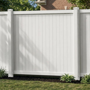 6ft H x 6ft W (1 Panel + 1 Post) Permanent No Dig Privacy Fence Kit, Durable White Vinyl Privacy Fence, BL19110