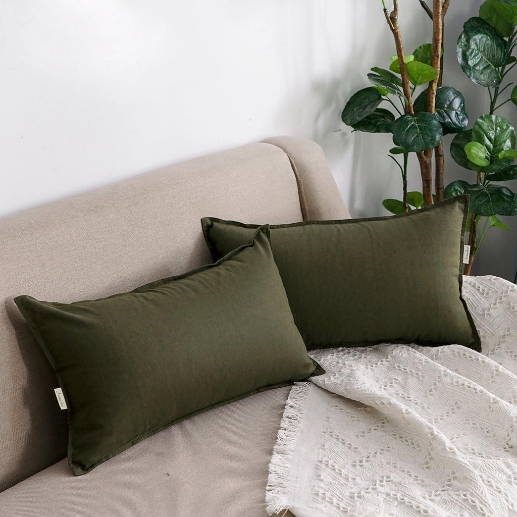 Cotton Linen Square Decorative Throw Pillow Case Cushion Cover with Twin Needles Stitch on Edge,for Wedding Party