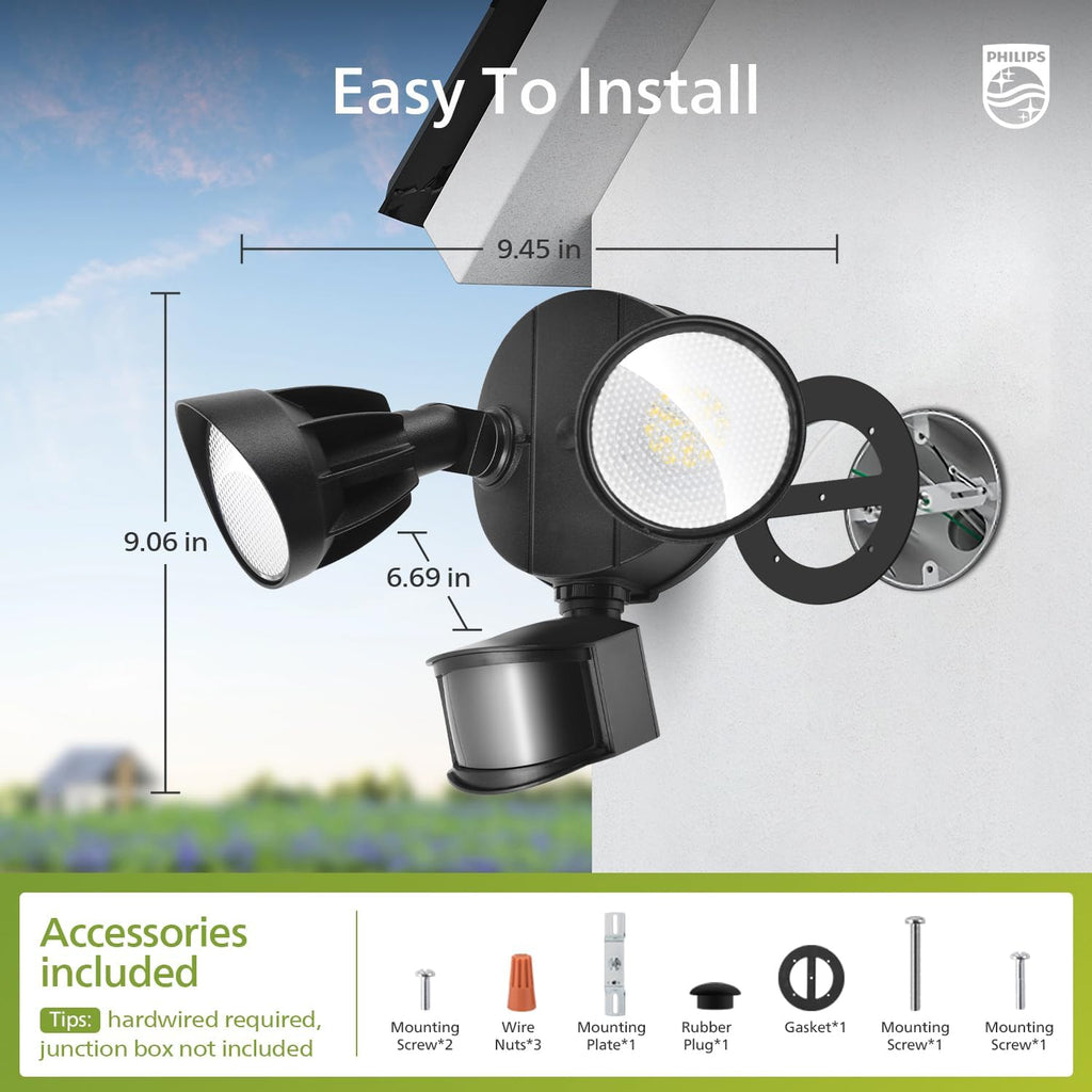 44W 4200 lm LED Security Light Outdoor w/PIR Motion Sensor, 5000K Daylight Flood Light, Waterproof, Dusk to Dawn, 2