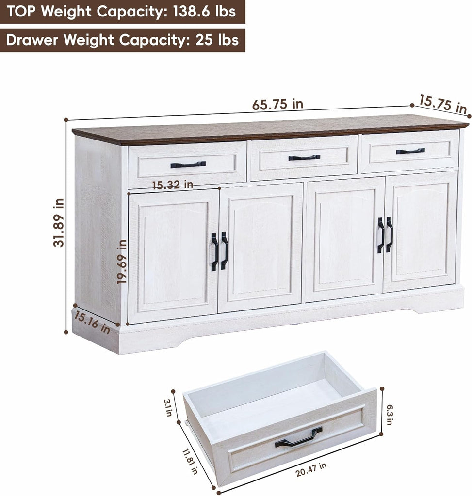 66" Large Sideboard Buffet Cabinet with Storage