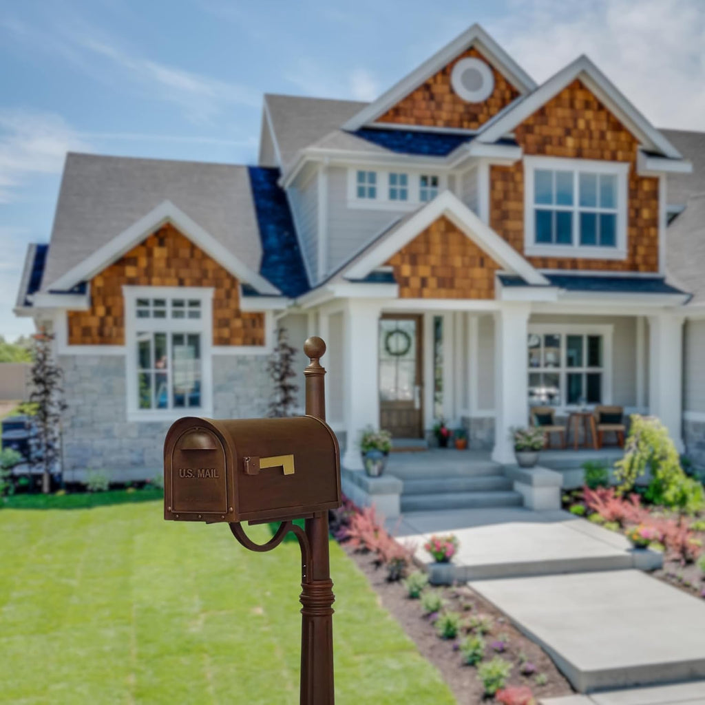 Classic Curbside Mailbox with Aluminum Post - Copper Mailbox with Ashland Post