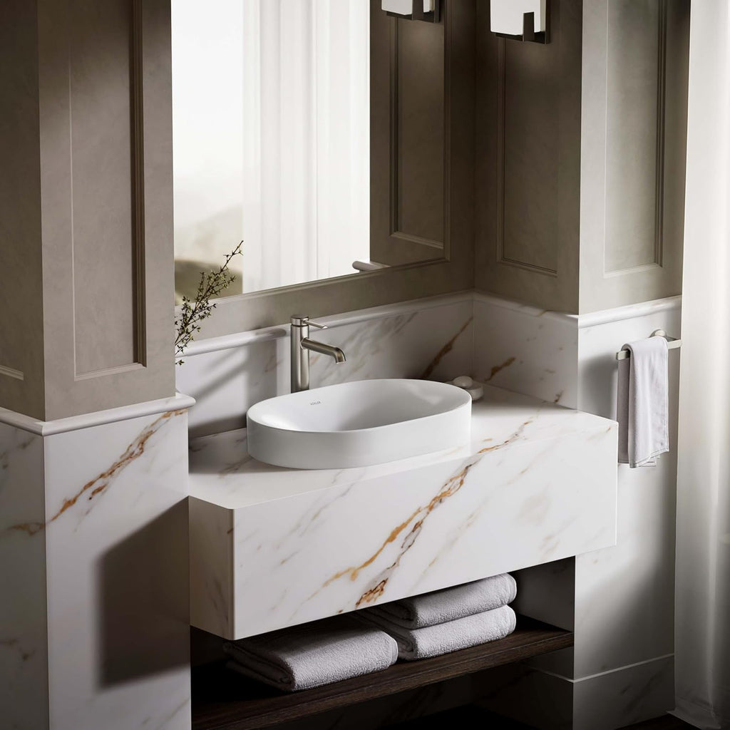 31701-0 Chalice 22-3/4" Oval Bathroom Vessel Sink, Above Counter Vanity Sink Basin, with Overflow, No Faucet Holes